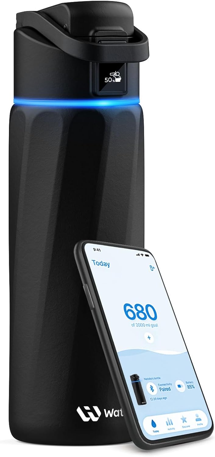 Smart Water Bottle with Hydration Reminder, 24oz BPA-Free Stainless Steel Vacuum Insulated Design, Wide Mouth Water Tracker with App Integration, Perfect Gift in Blue