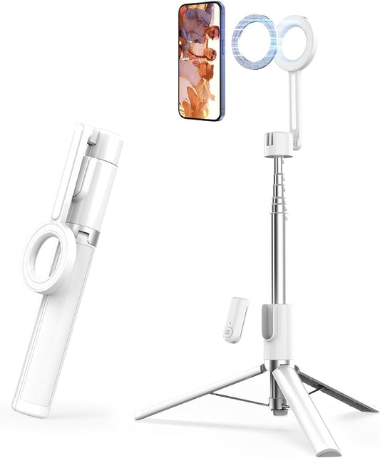 Magnetic Selfie Stick Tripod with Remote,54" Phone Tripod Compatible with Magsafe,Fit for Iphone 12/13/14/15 Series,Magsafe Case and Other Phones with Metal Ring