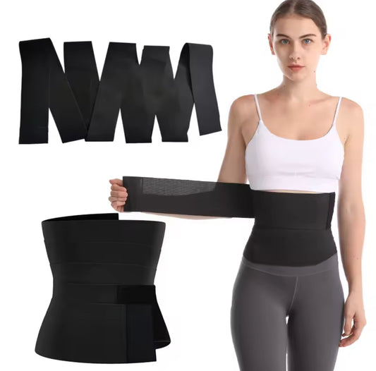 Waist Trimmer, 9.8Ft Elastic Tummy Snatch Bandage Wraps Belly for Women and Men Waist Trainer Shaper Black