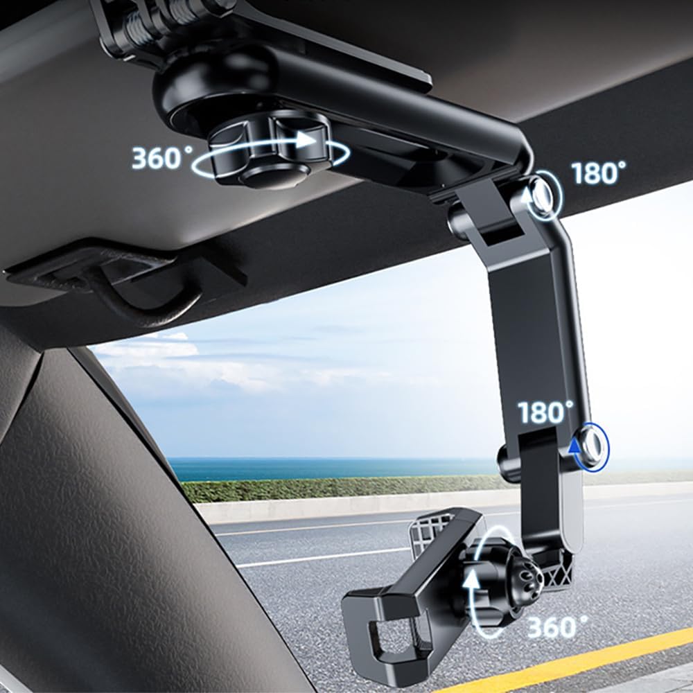 360° Rotating Multifunctional Sun Visor Phone Holder for Cars - Compatible with iPhone, Samsung, and Android Devices
