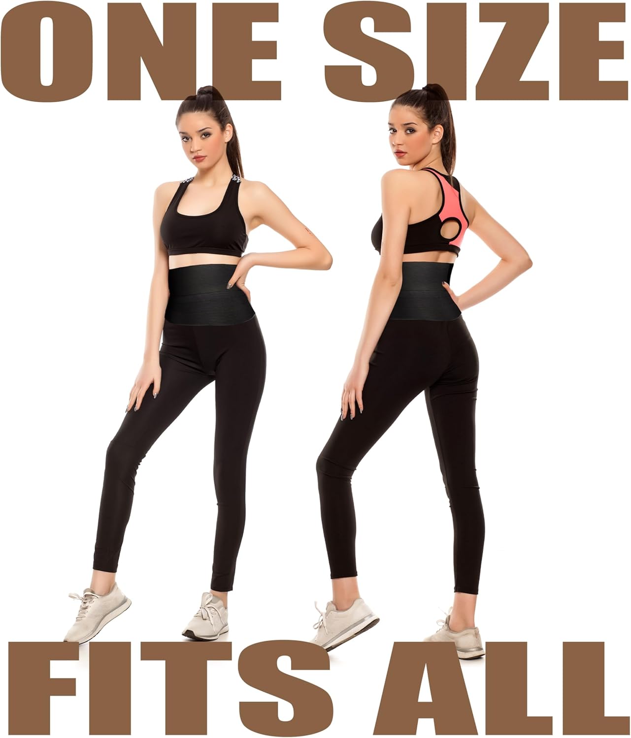 Waist Trimmer, 9.8Ft Elastic Tummy Snatch Bandage Wraps Belly for Women and Men Waist Trainer Shaper Black