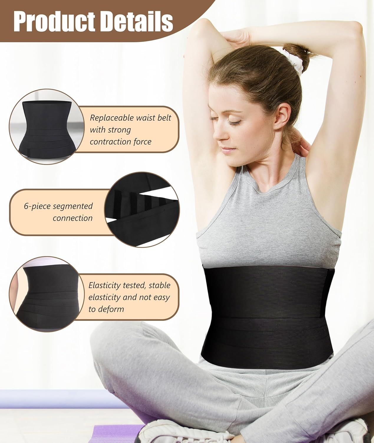 Waist Trimmer, 9.8Ft Elastic Tummy Snatch Bandage Wraps Belly for Women and Men Waist Trainer Shaper Black