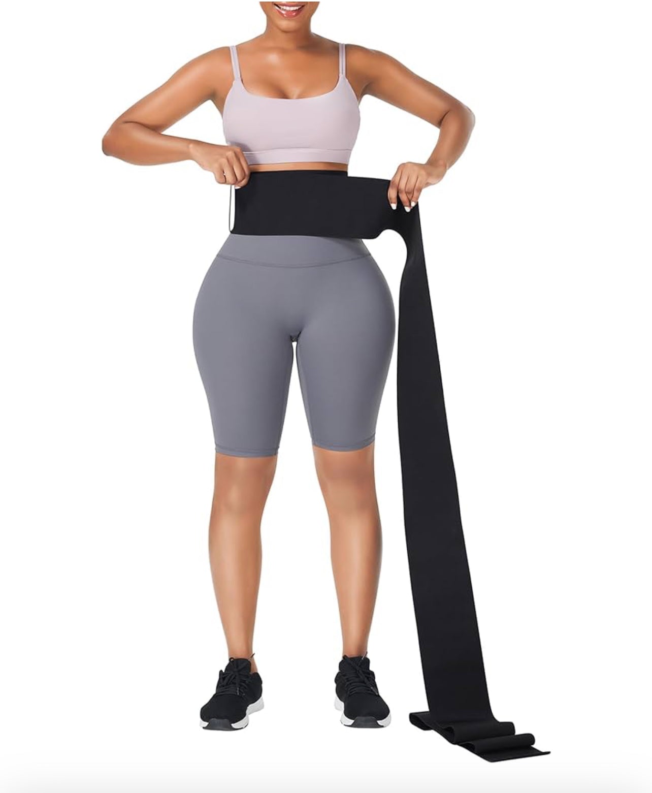 Ceinture amincissante, 3 m, bandage élastique pour le ventre, pour femmes et hommes, noir