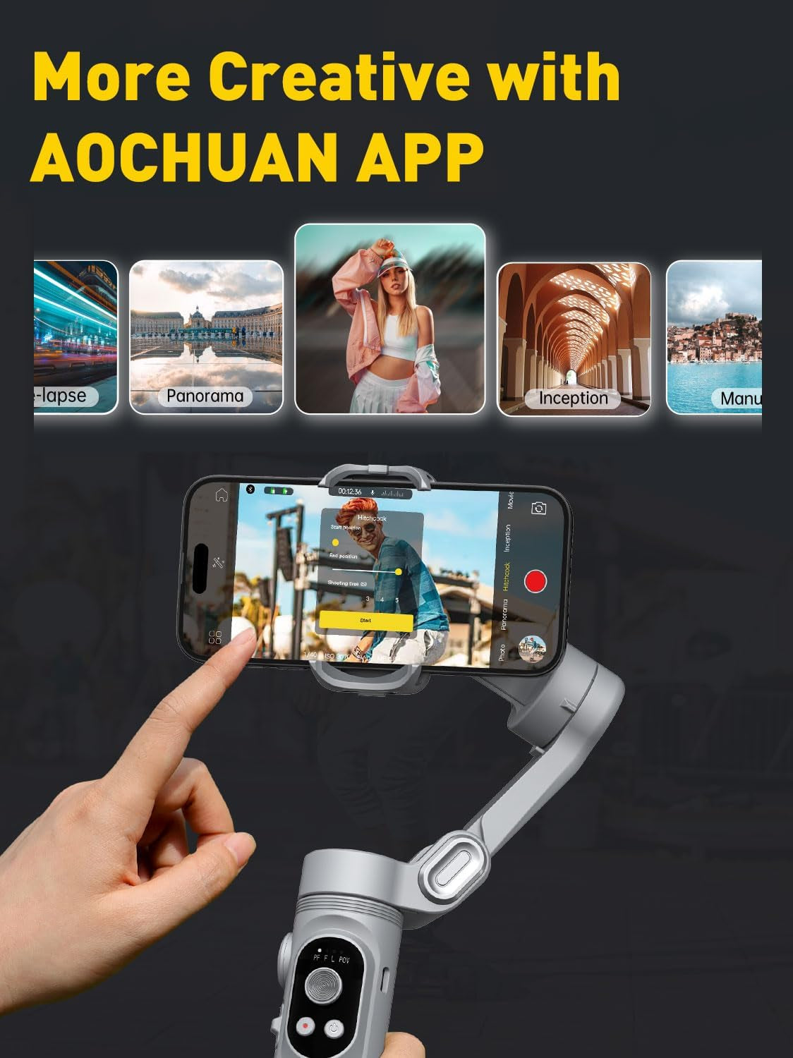 Professional 3-Axis Smartphone Gimbal Stabilizer with Face/Object Tracking for iPhone 15/14 Pro Max and Android, Foldable Design with Built-In Light and 1/4" Threads for TikTok and YouTube Vlogging (Smart X Grey)